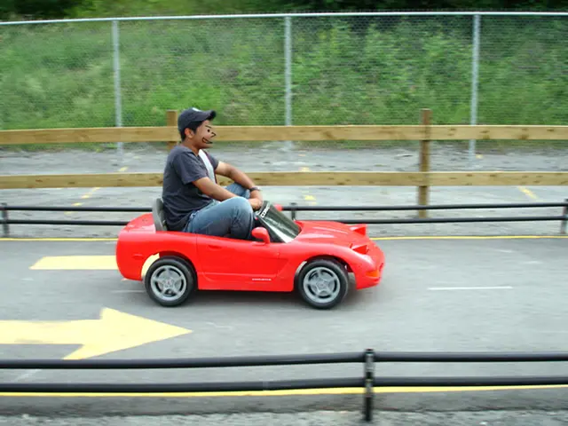 Man operates vehicle, causing it to enter a designated pedestrian crossing area with his female...