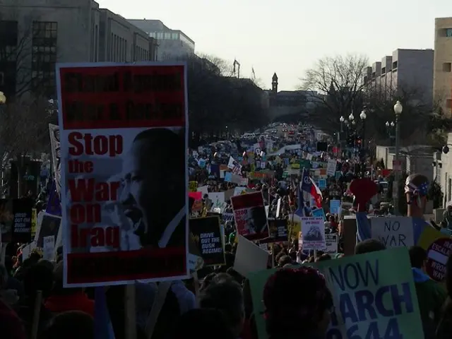 Demonstrators voice dissent towards the event known as "Auto-mania"