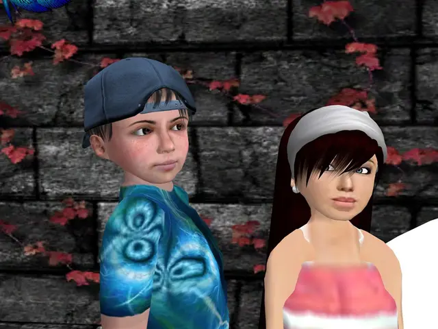 This is the animation picture. In this image we can see a boy, girl, wall and creepers on the wall.